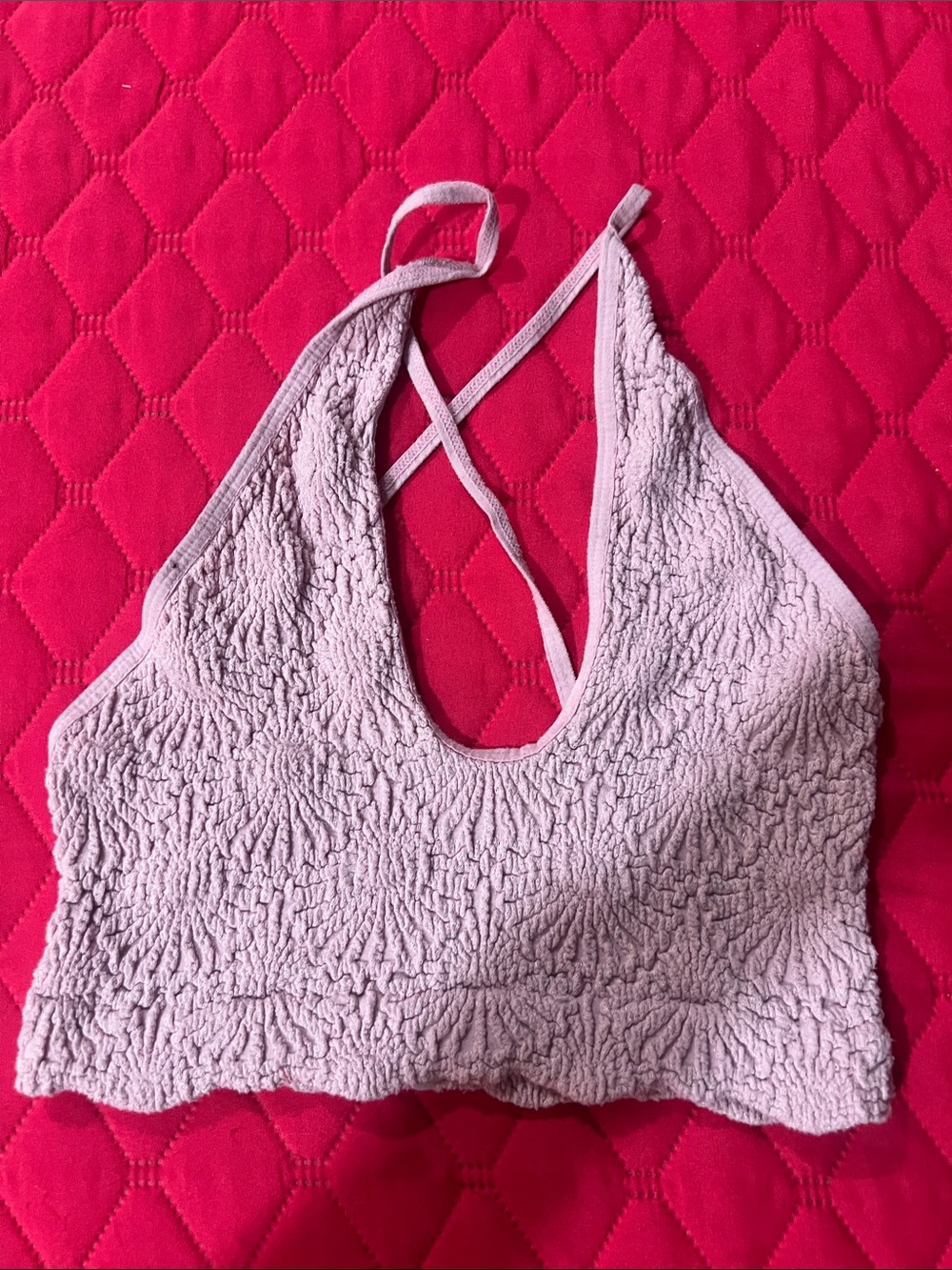Soft Textured Light Pink Bralette Top